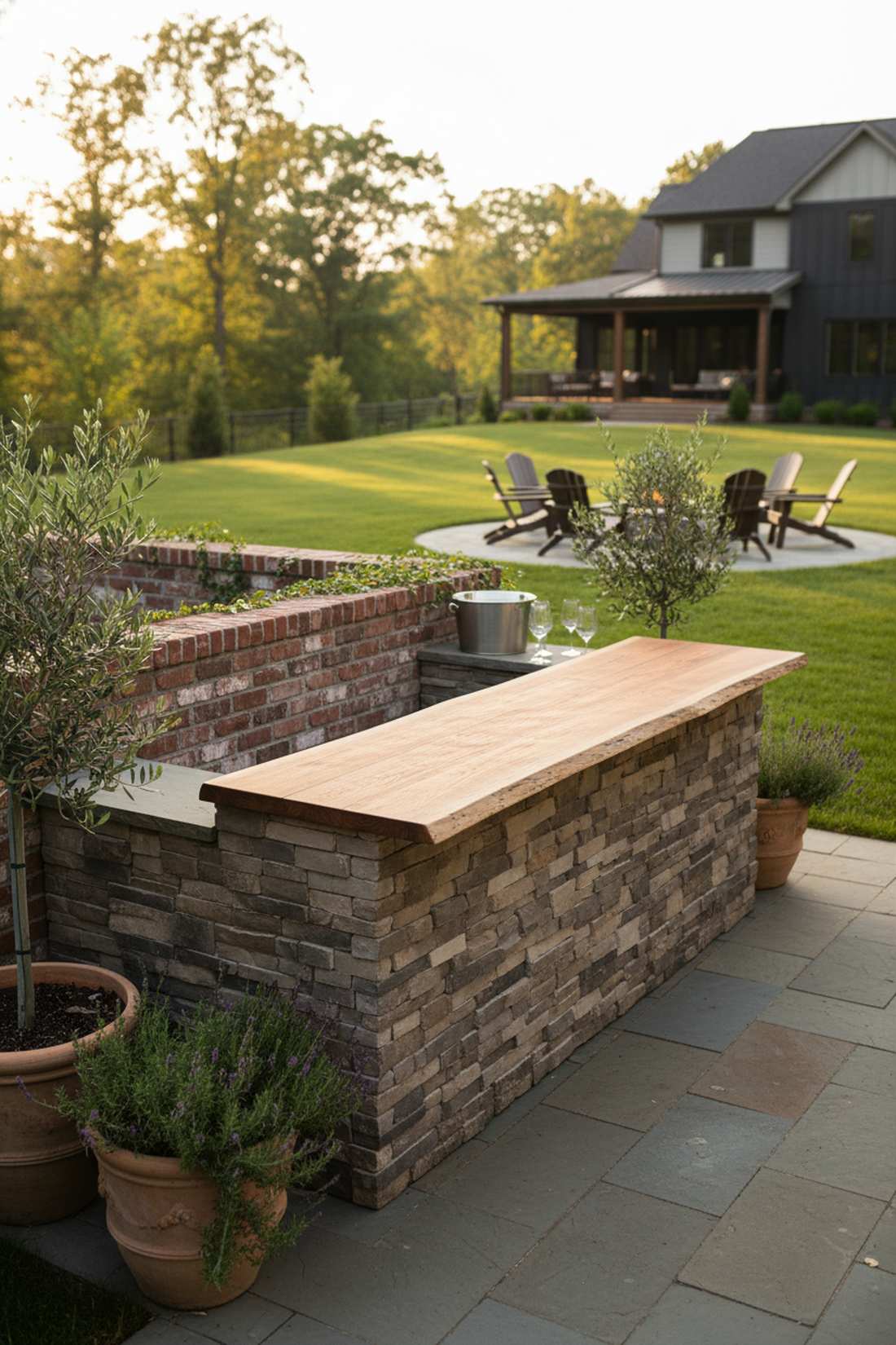 stone and timber combination bar