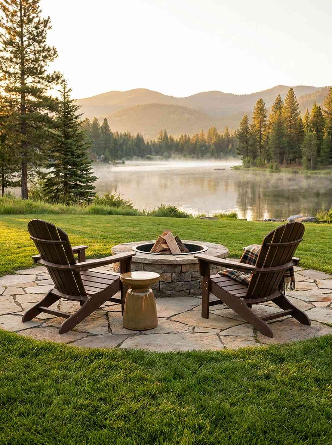 two adirondack chairs angled