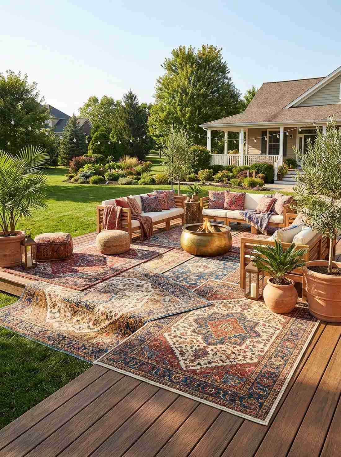 vintage area rugs layered