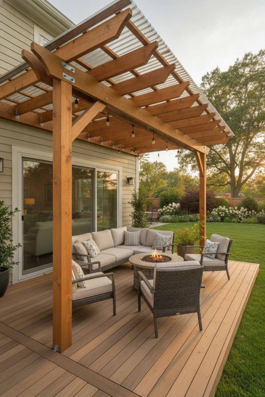 wall attached lean to pergola