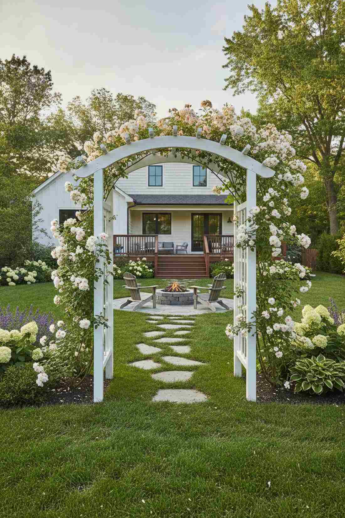 white painted cottage arch