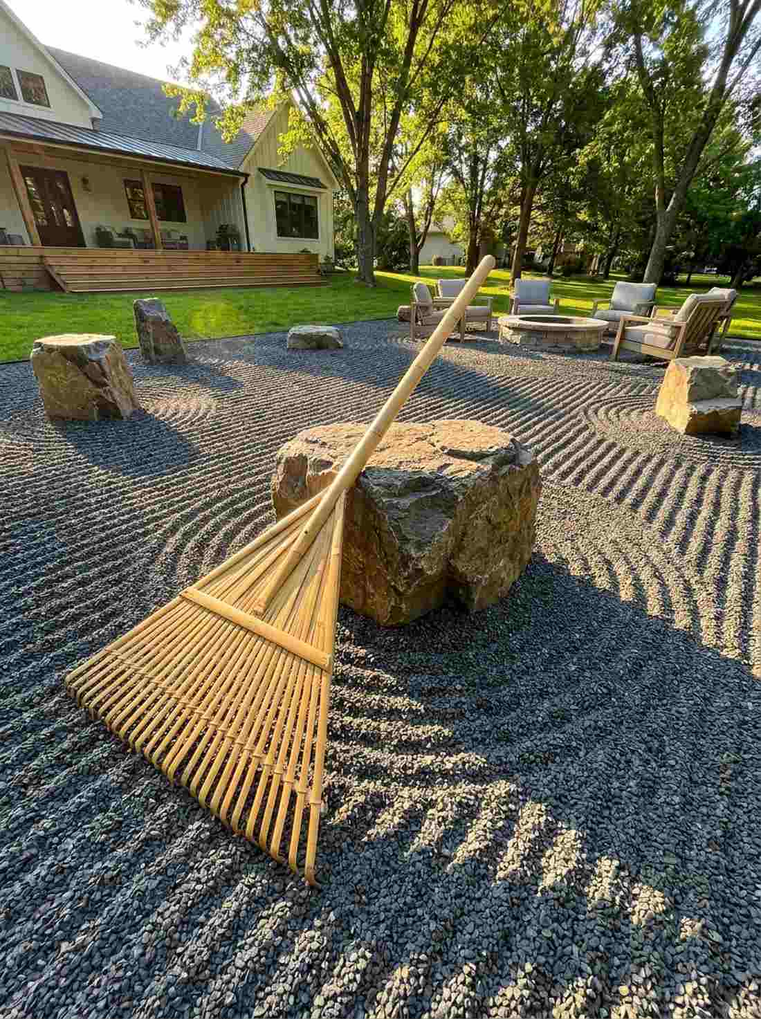 wide tine bamboo rake