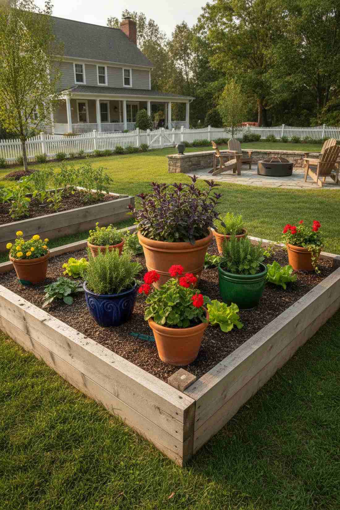 container inside raised bed mix