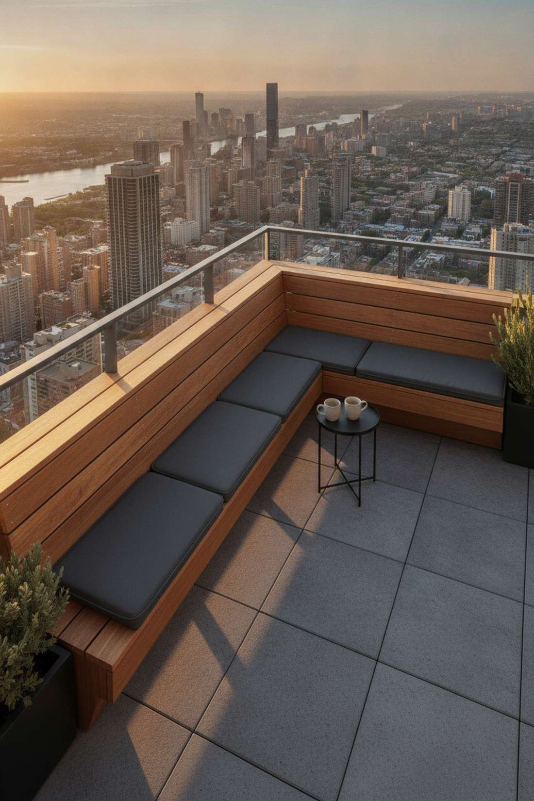 corner viewing bench