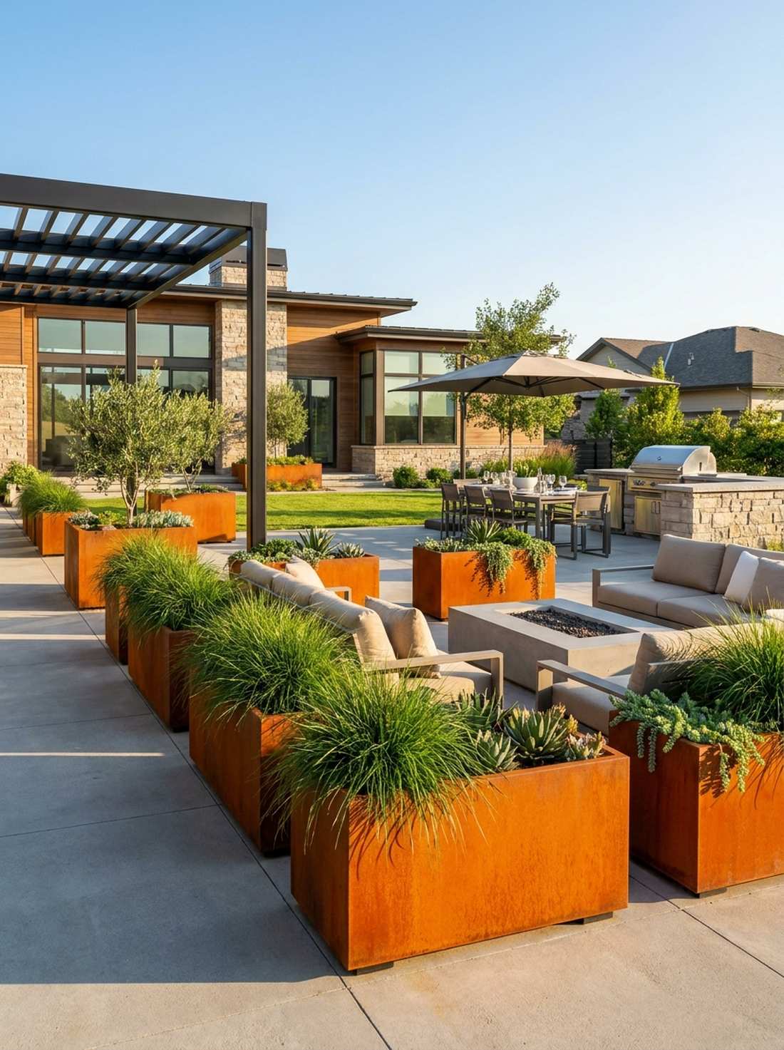 corten steel planters