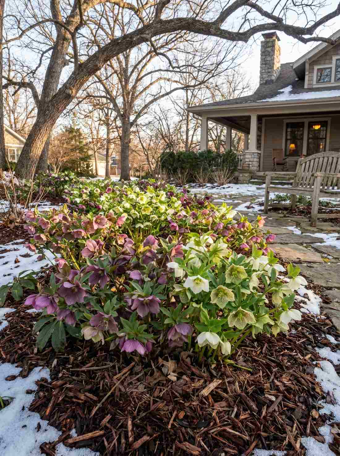 early spring hellebore cluster