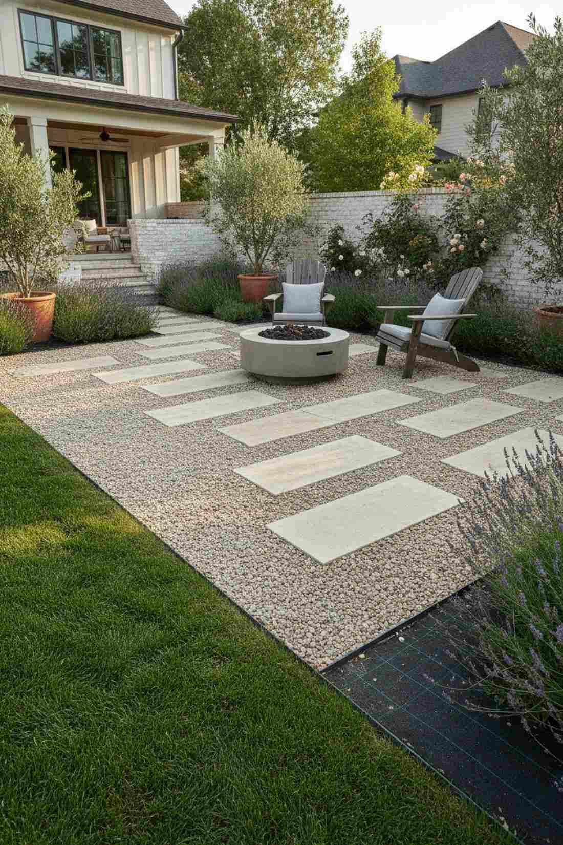 gravel patio with pavers