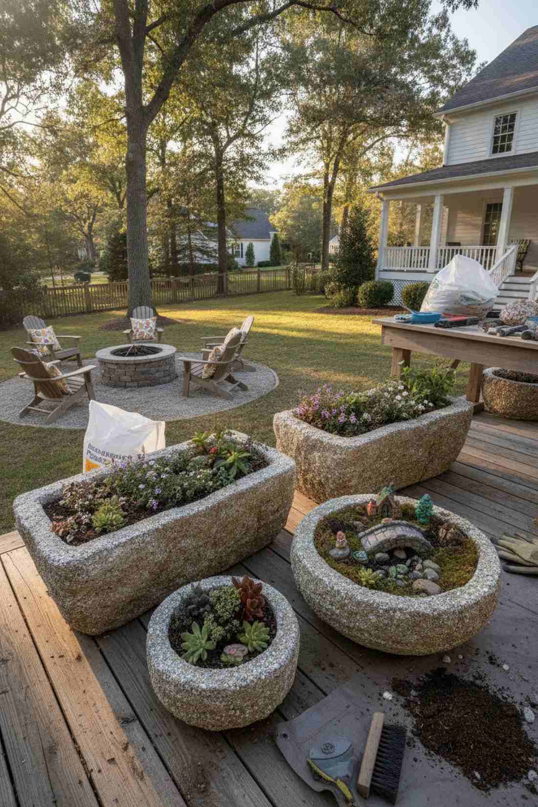 hypertufa faux stone containers
