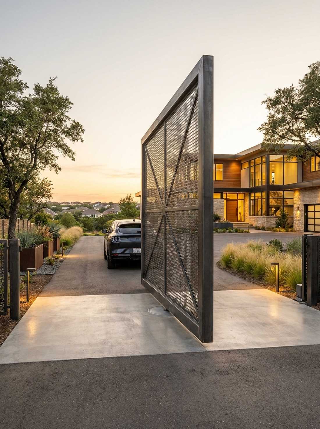 pivoting steel screen gate
