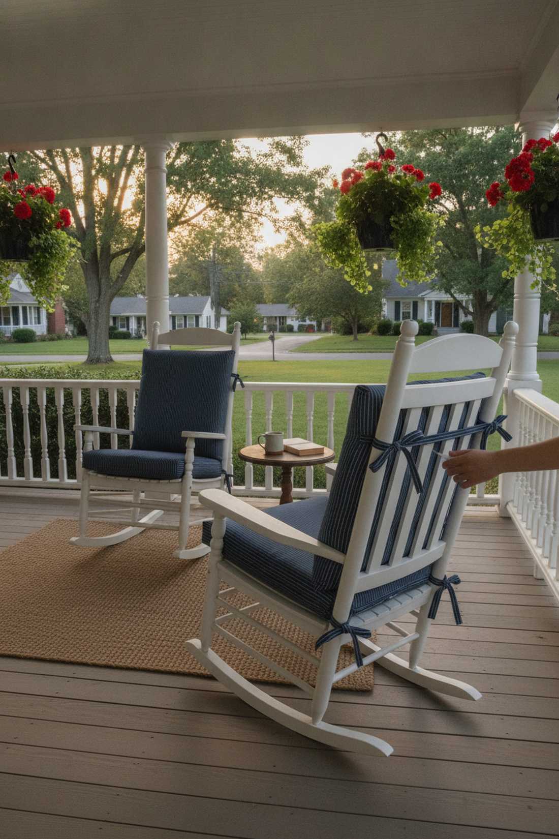 rocking chair curved back cushions