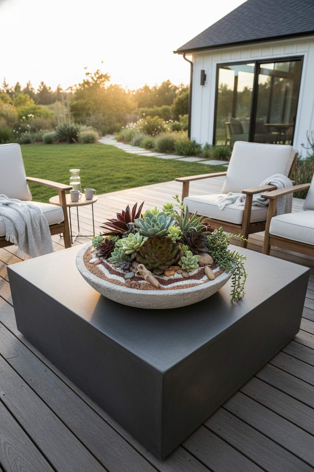 shallow bowl succulent garden