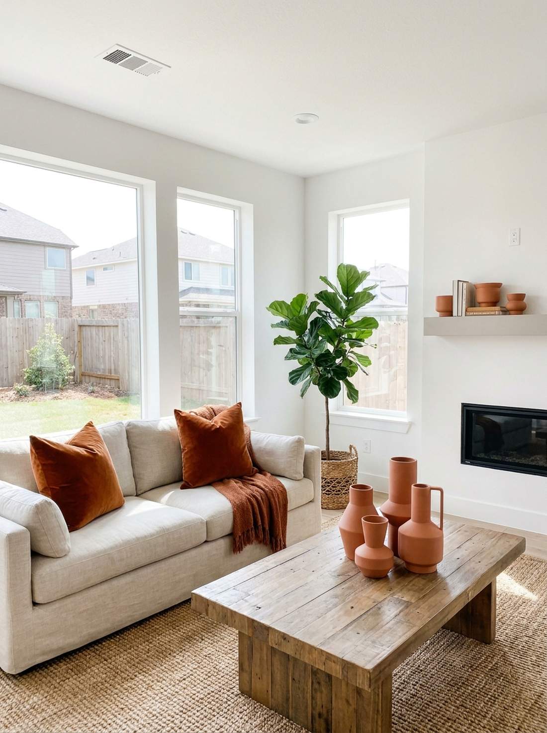 terracotta and rust accent colors