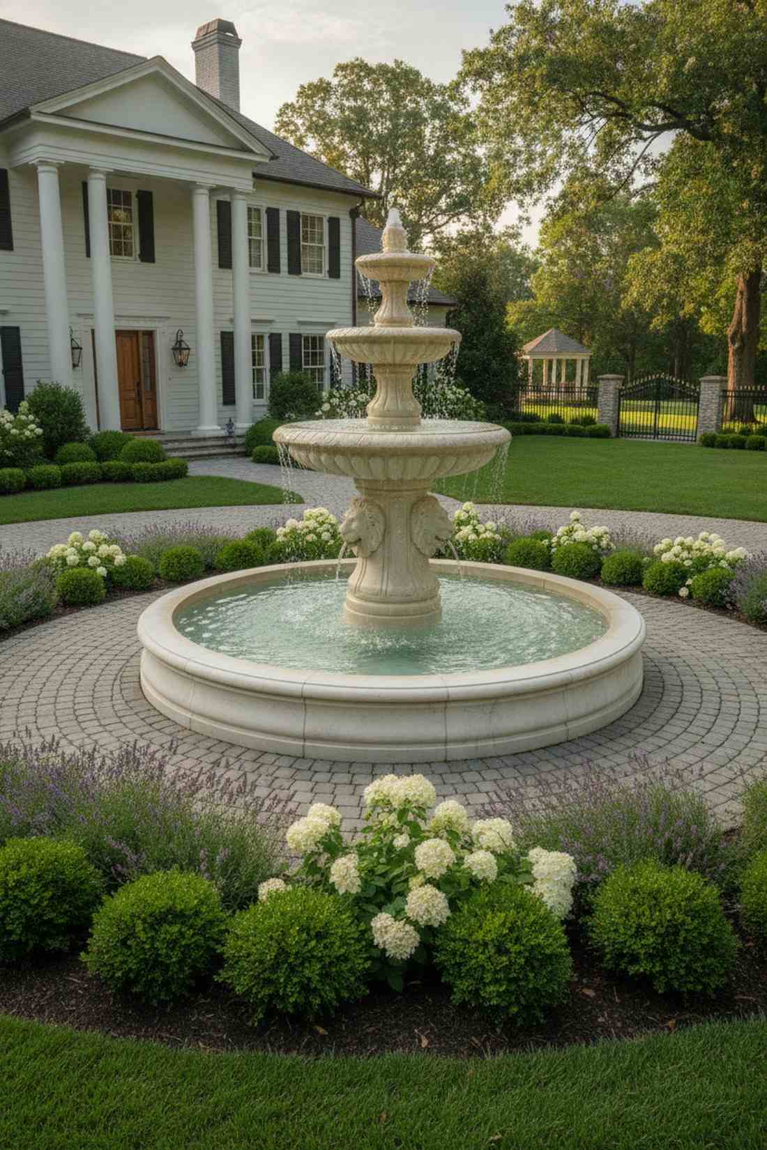 water fountain as entry statement