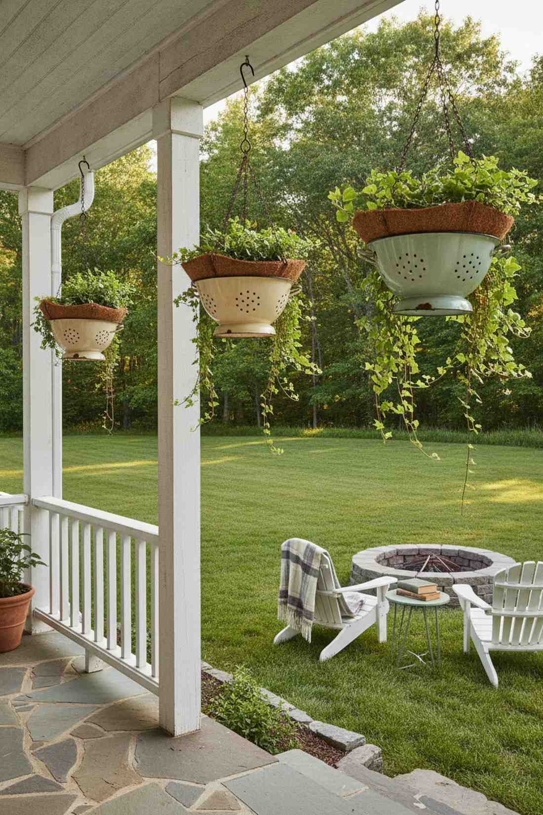 colander hanging baskets