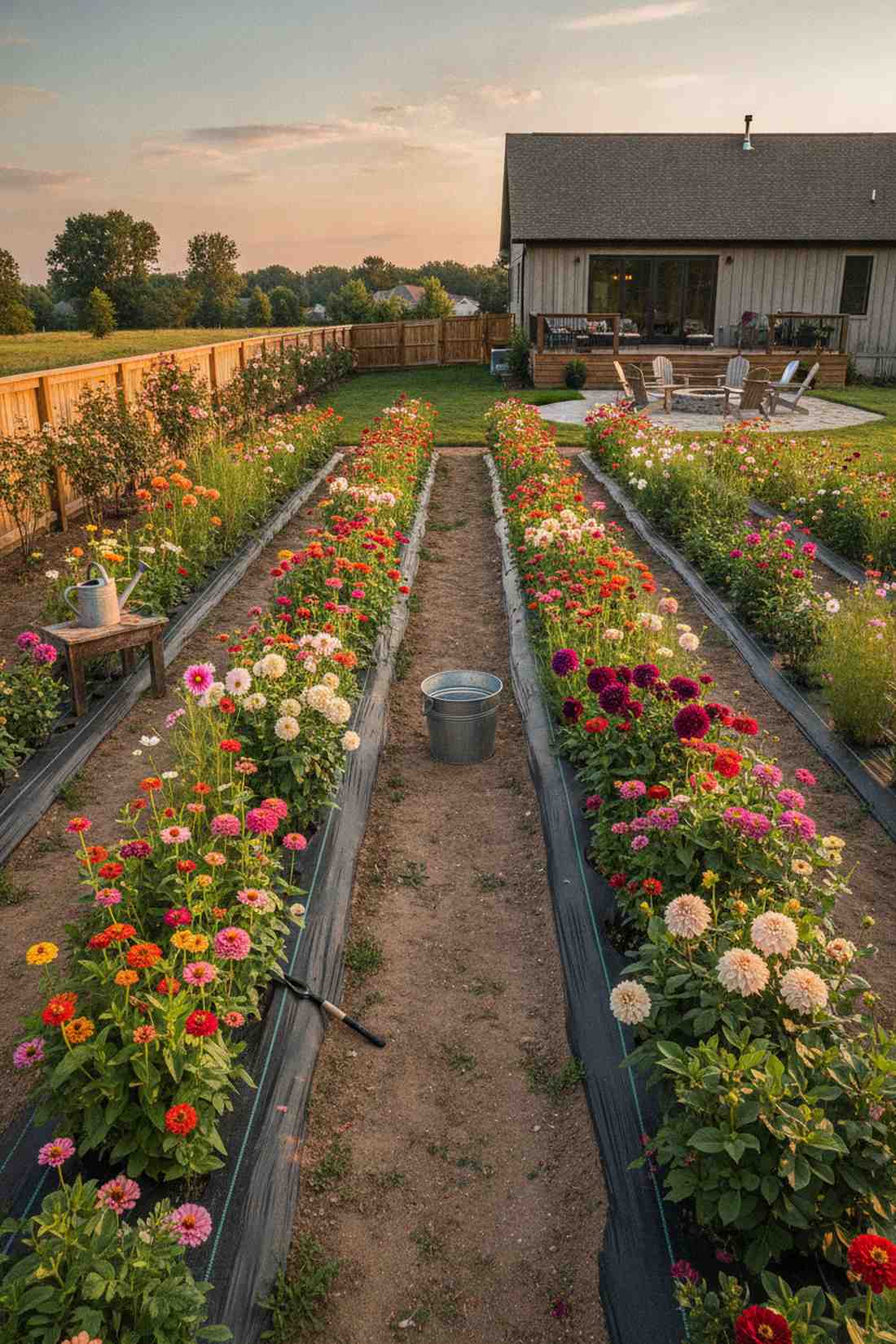 cutting garden production rows