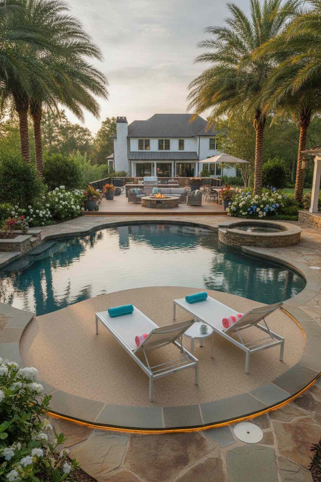 kidney shaped poolside