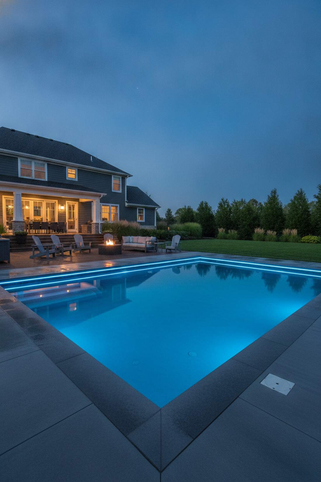 led strip lighting in pool coping
