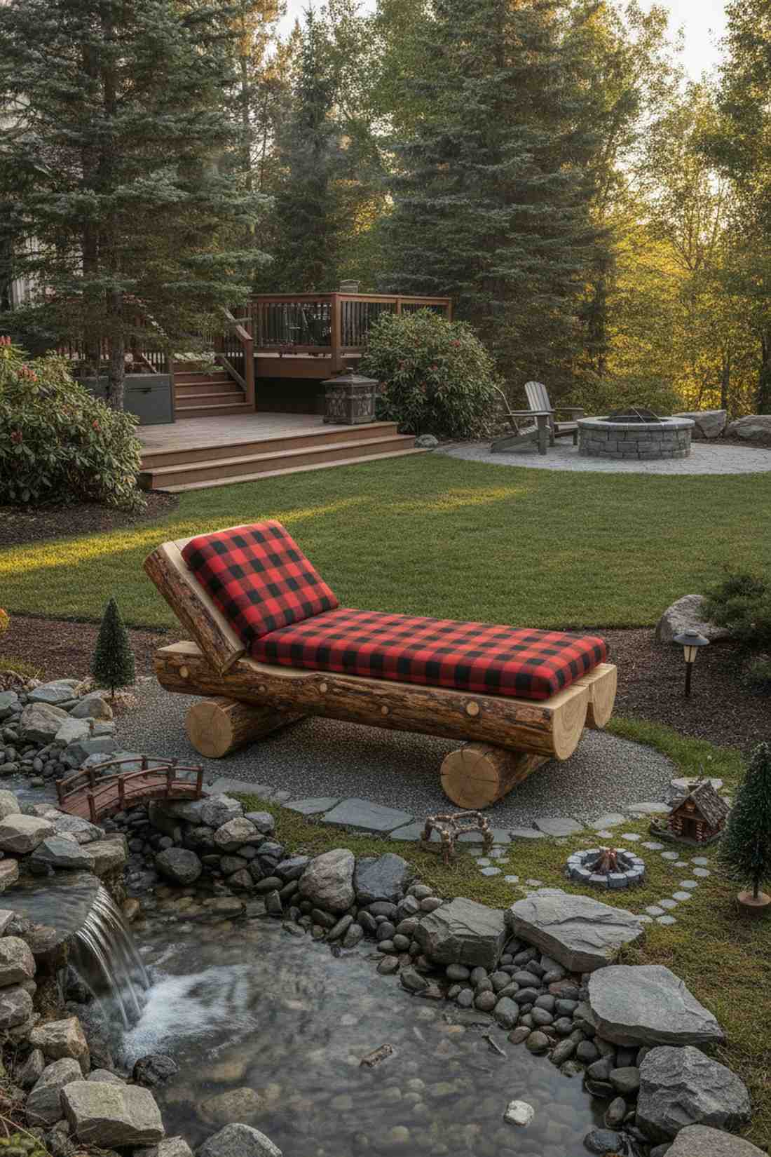 log chaise with cushion