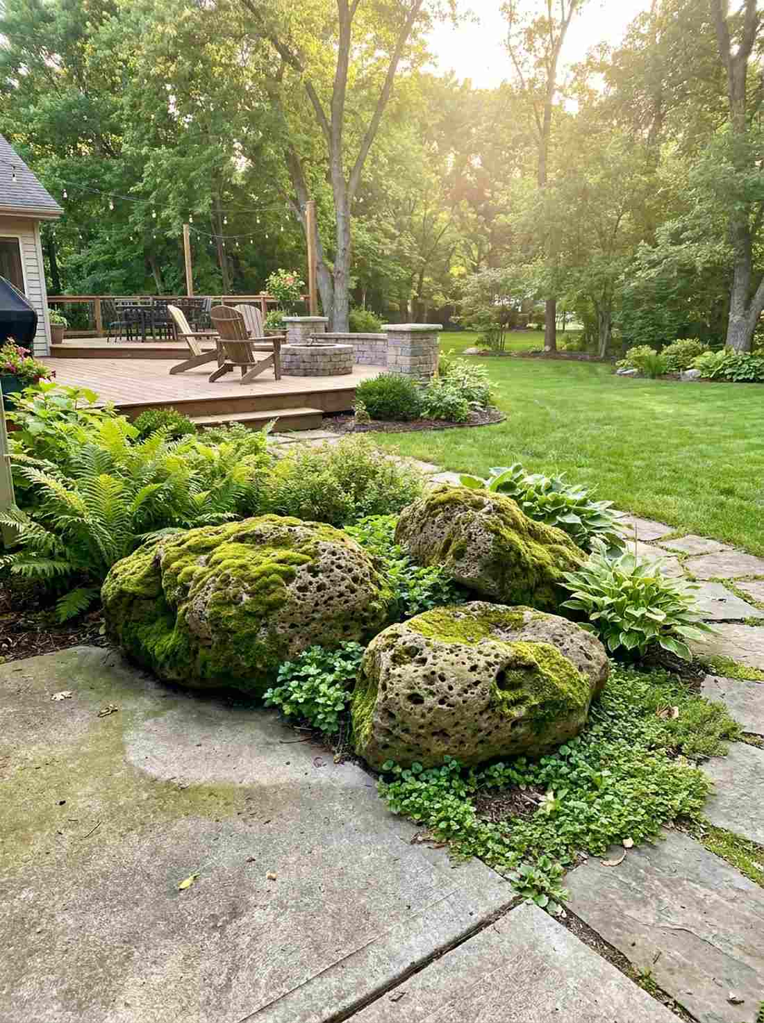 moss covered boulder trio