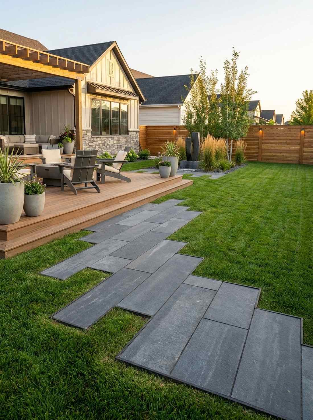 staggered offset stone path
