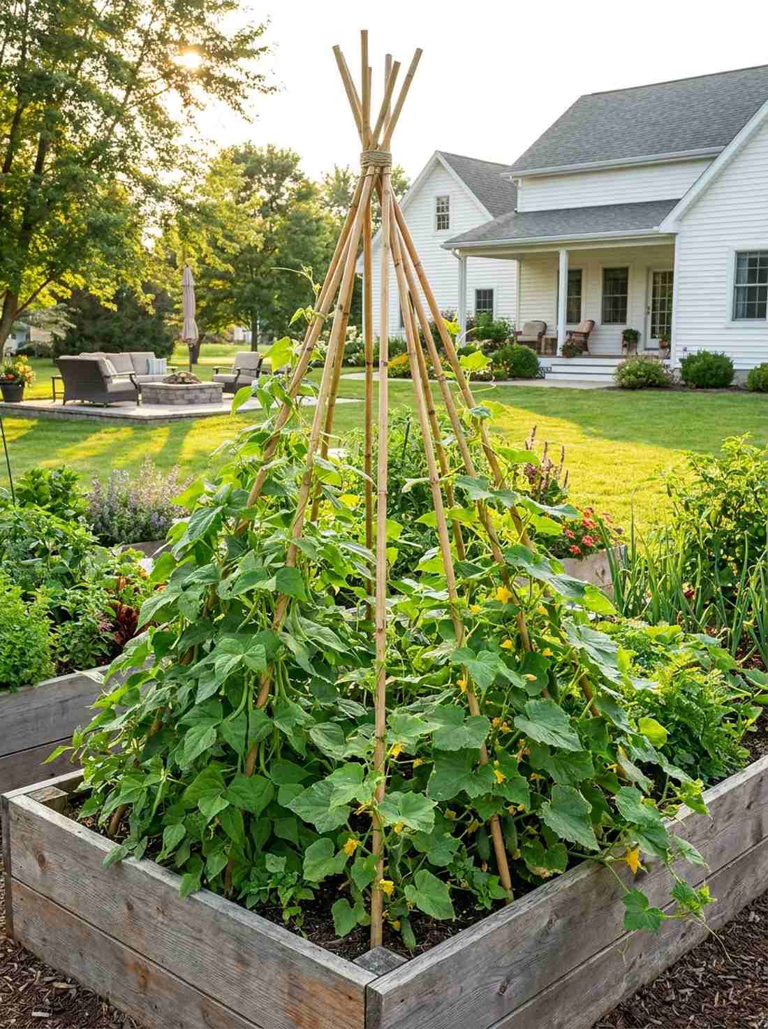 bamboo teepees for vegetables