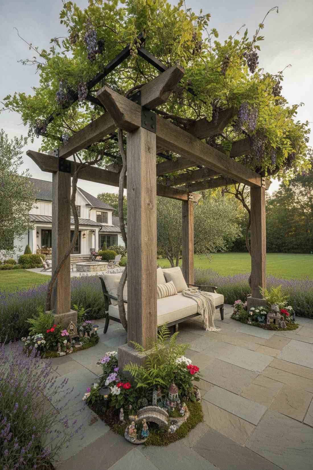bed and pergola combination