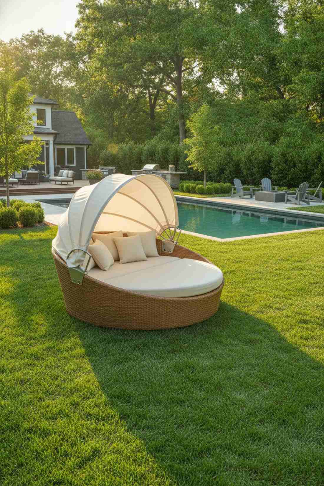 circular daybed with rotating canopy
