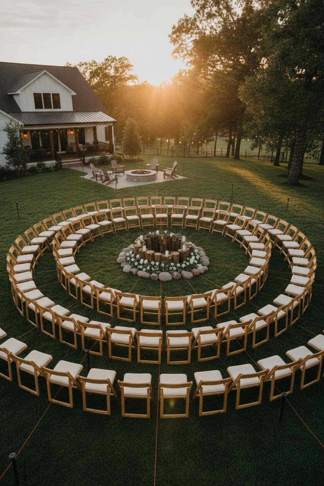 circular seating around central altar