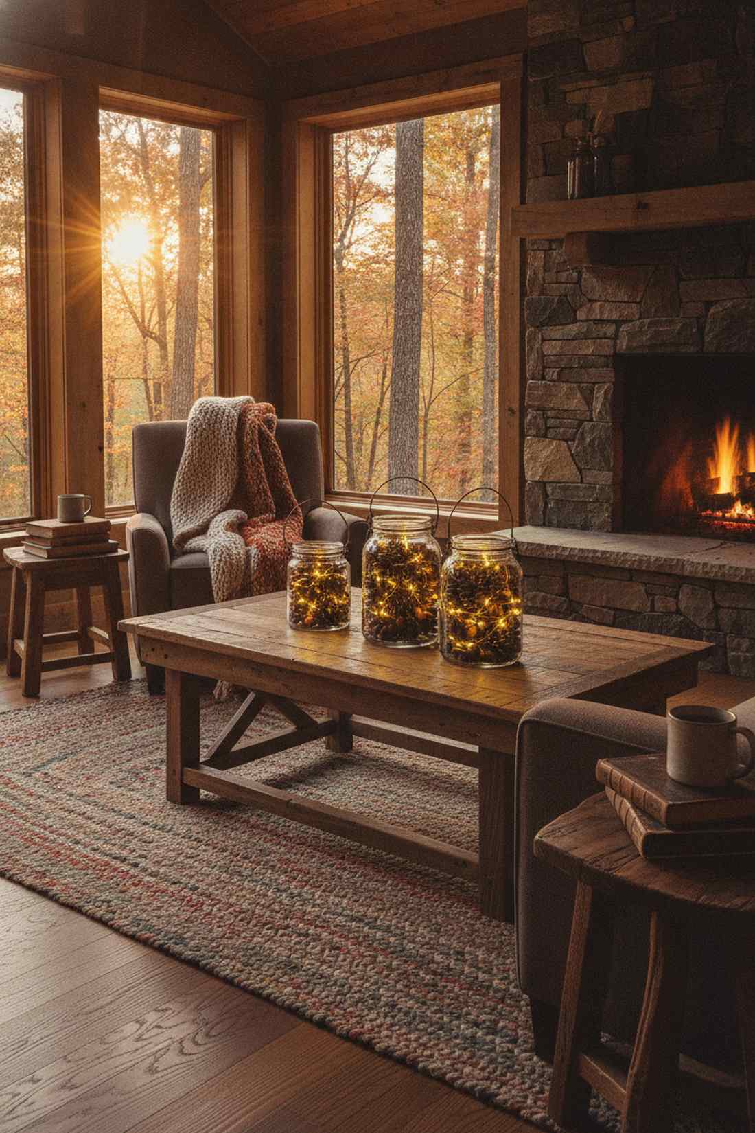 pinecone and acorn woodland jars
