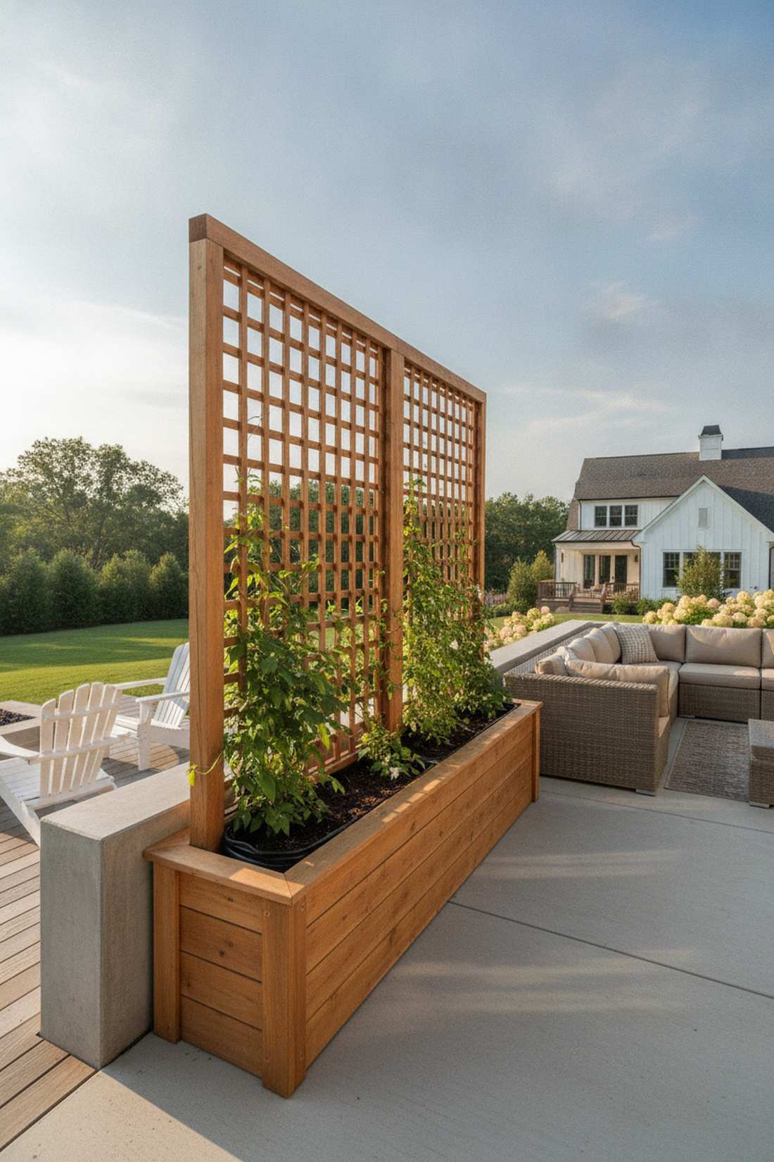 planter box integrated trellis