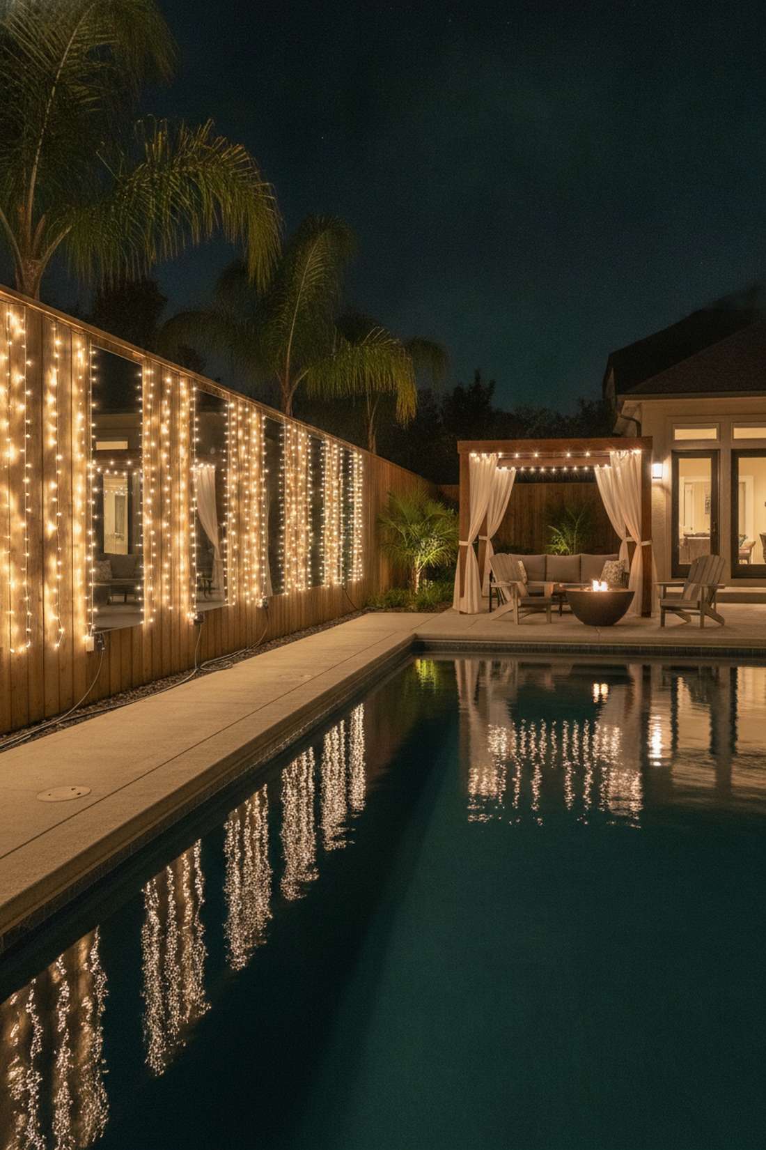 poolside evening ambiance