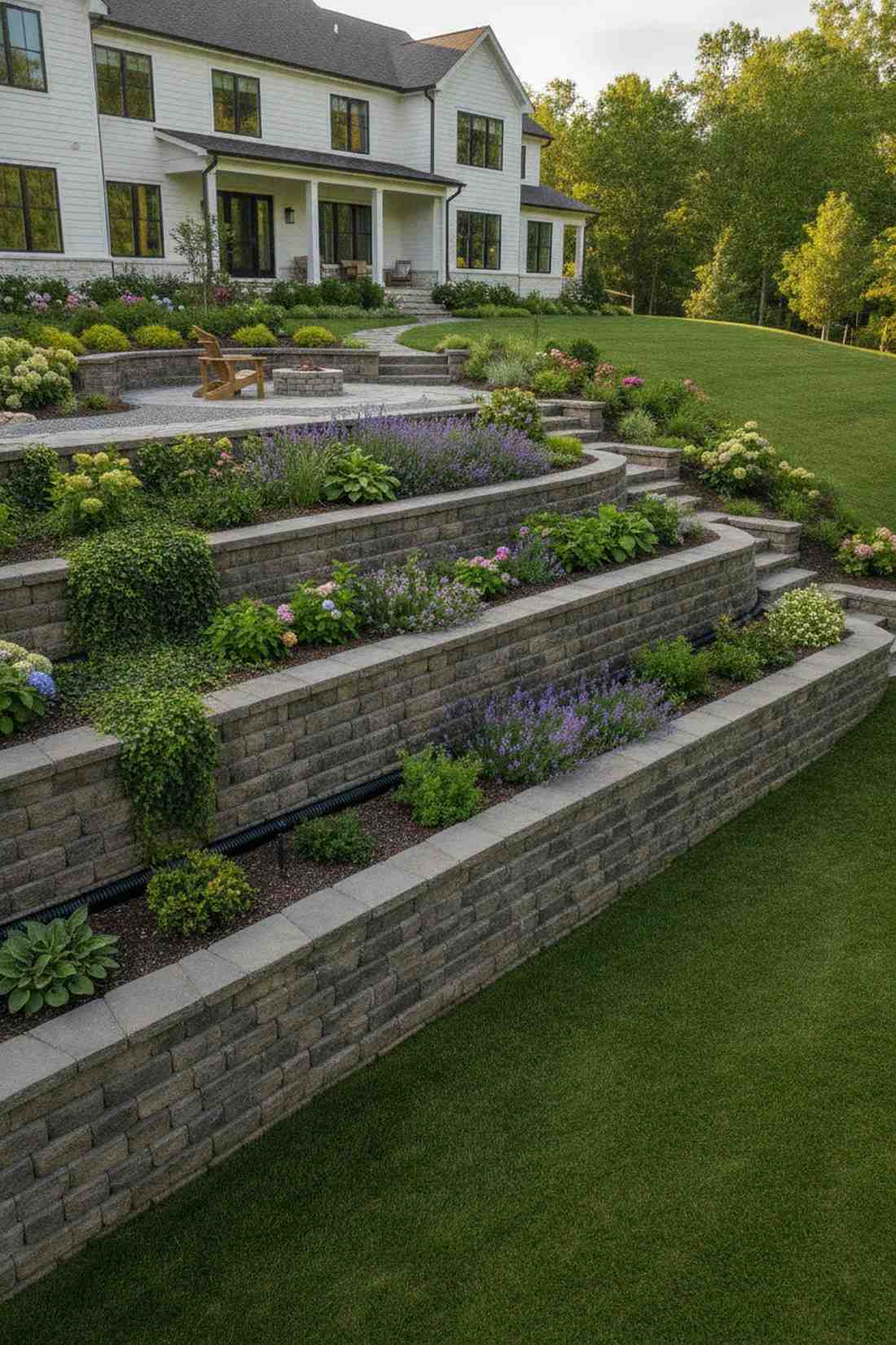 retaining wall terraced garden