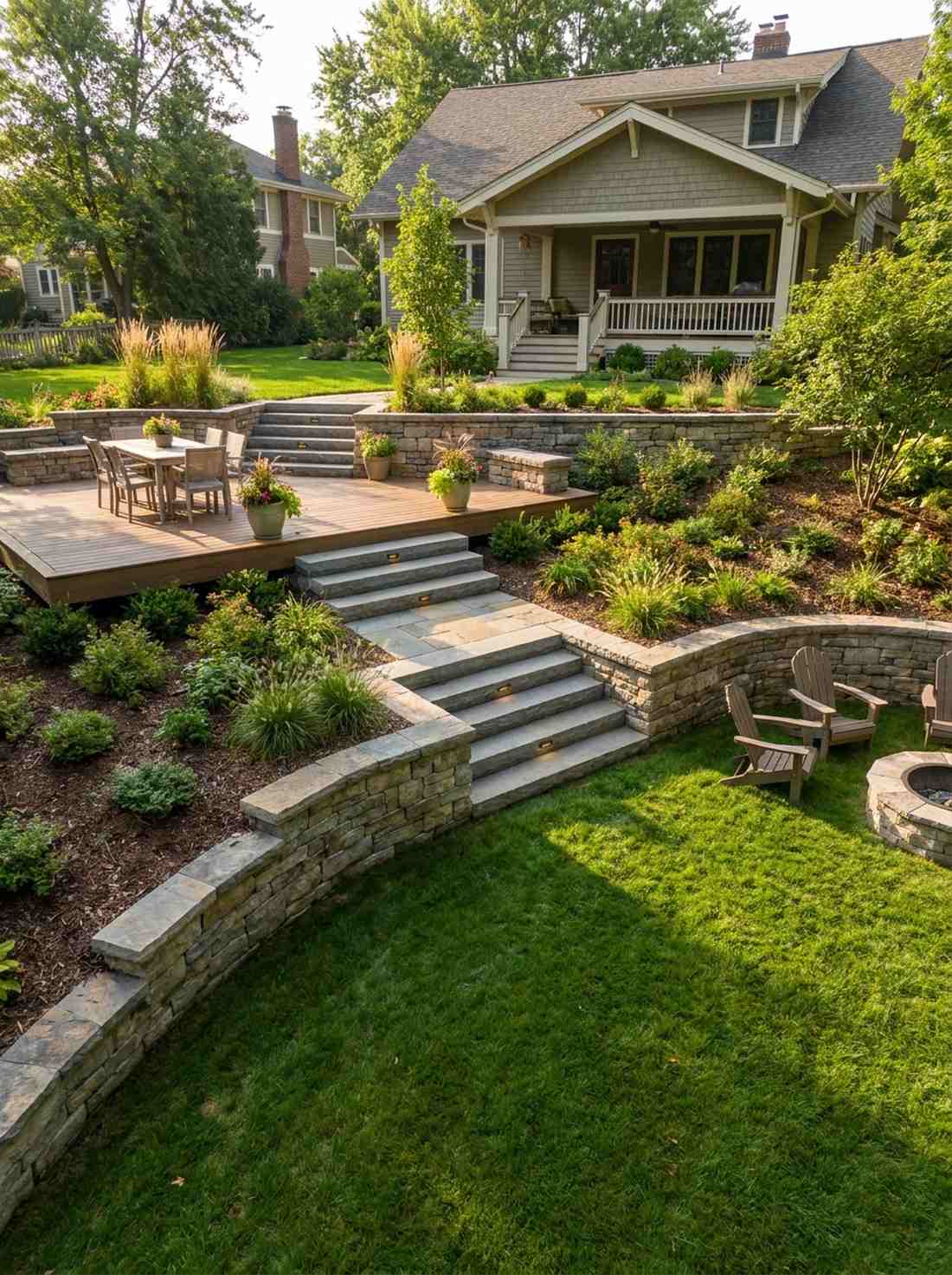 stepped hillside transition