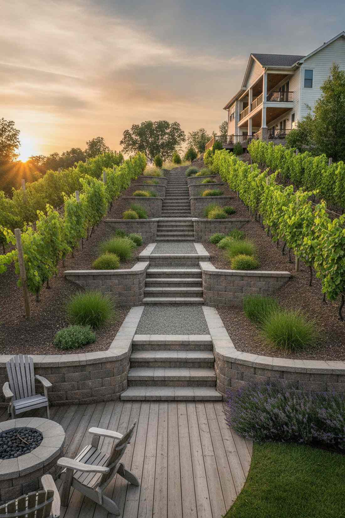 terraced slope navigation