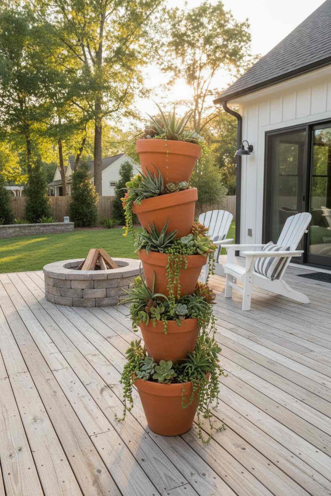 terracotta pot succulent tower