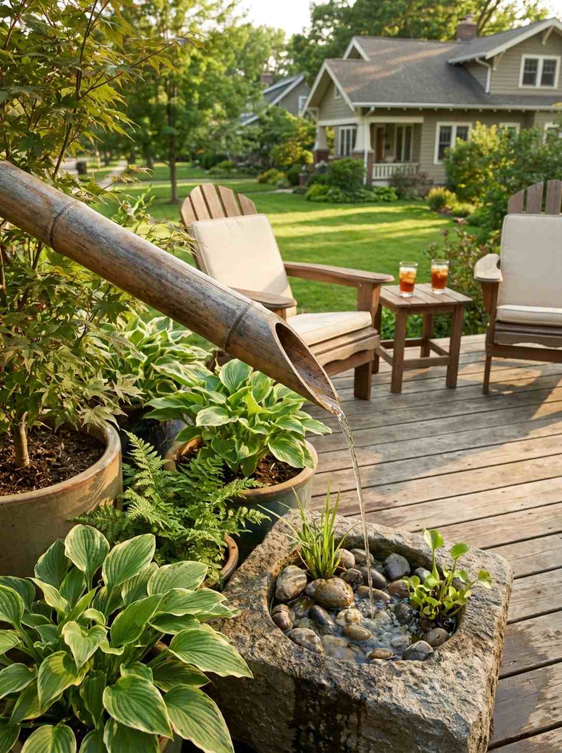 bamboo water spout
