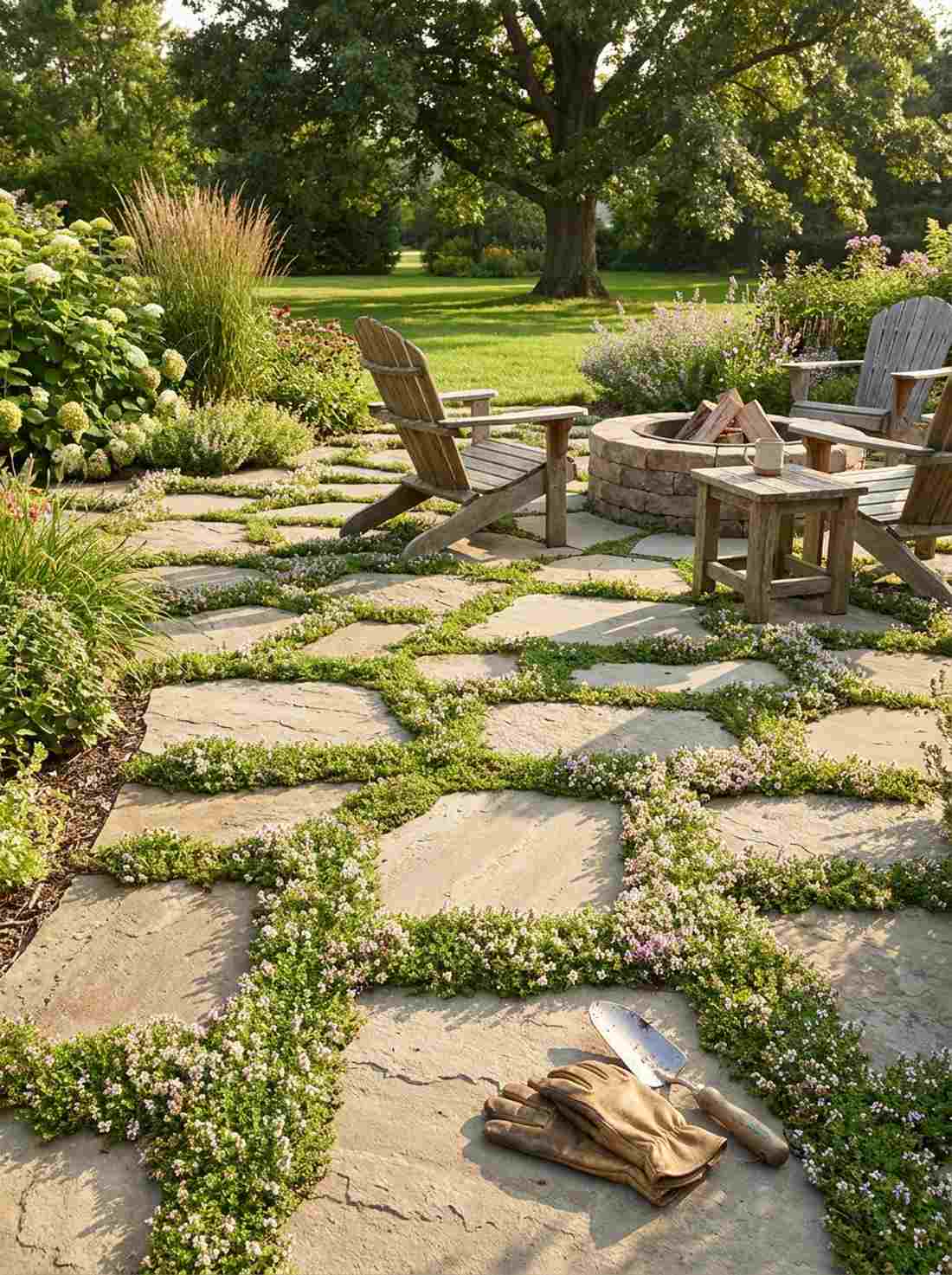 creeping thyme between pavers
