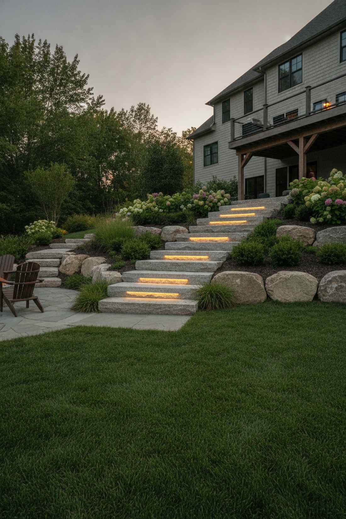 cut stone stair cascades