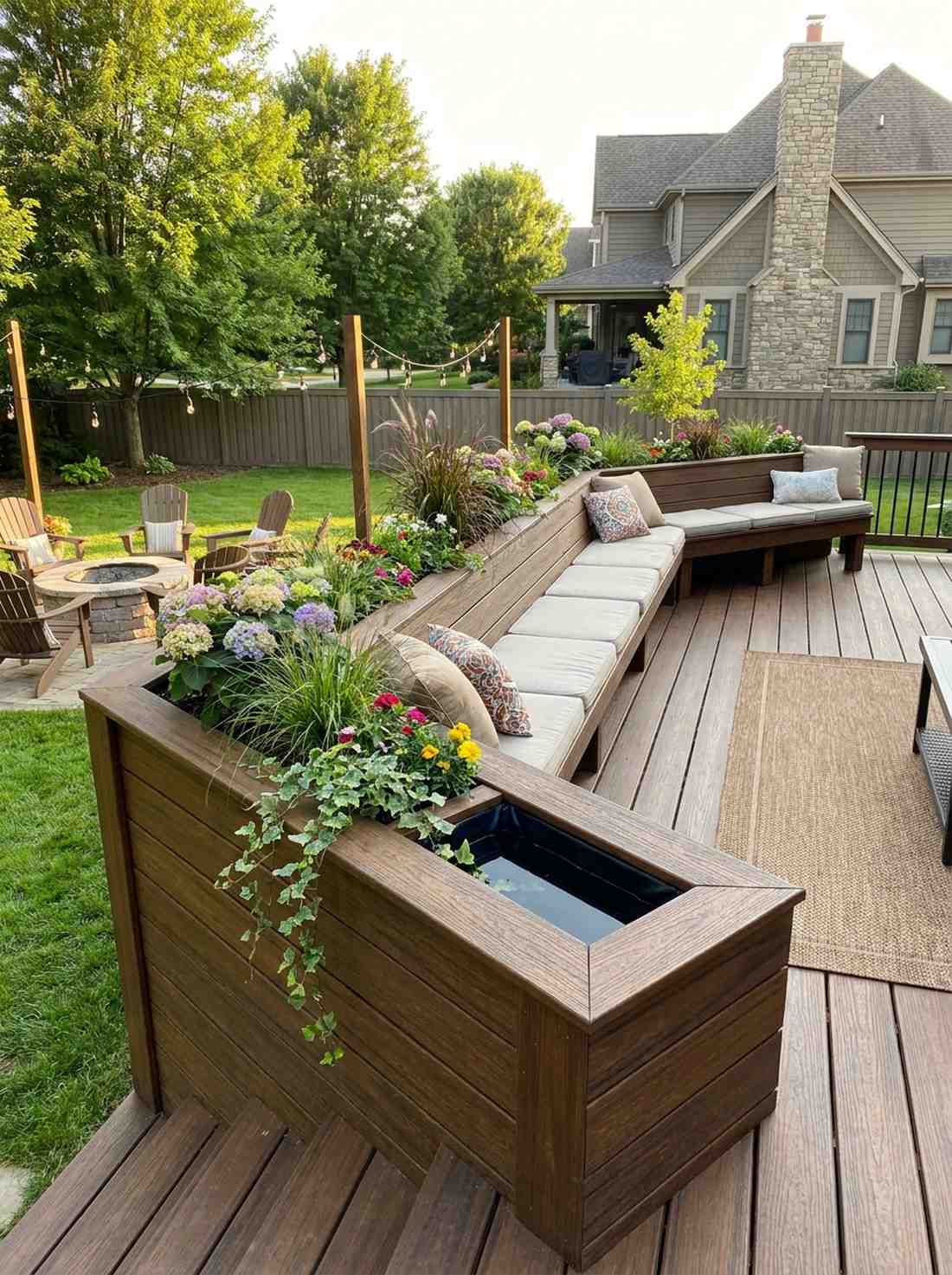 deck edge planter bench combo