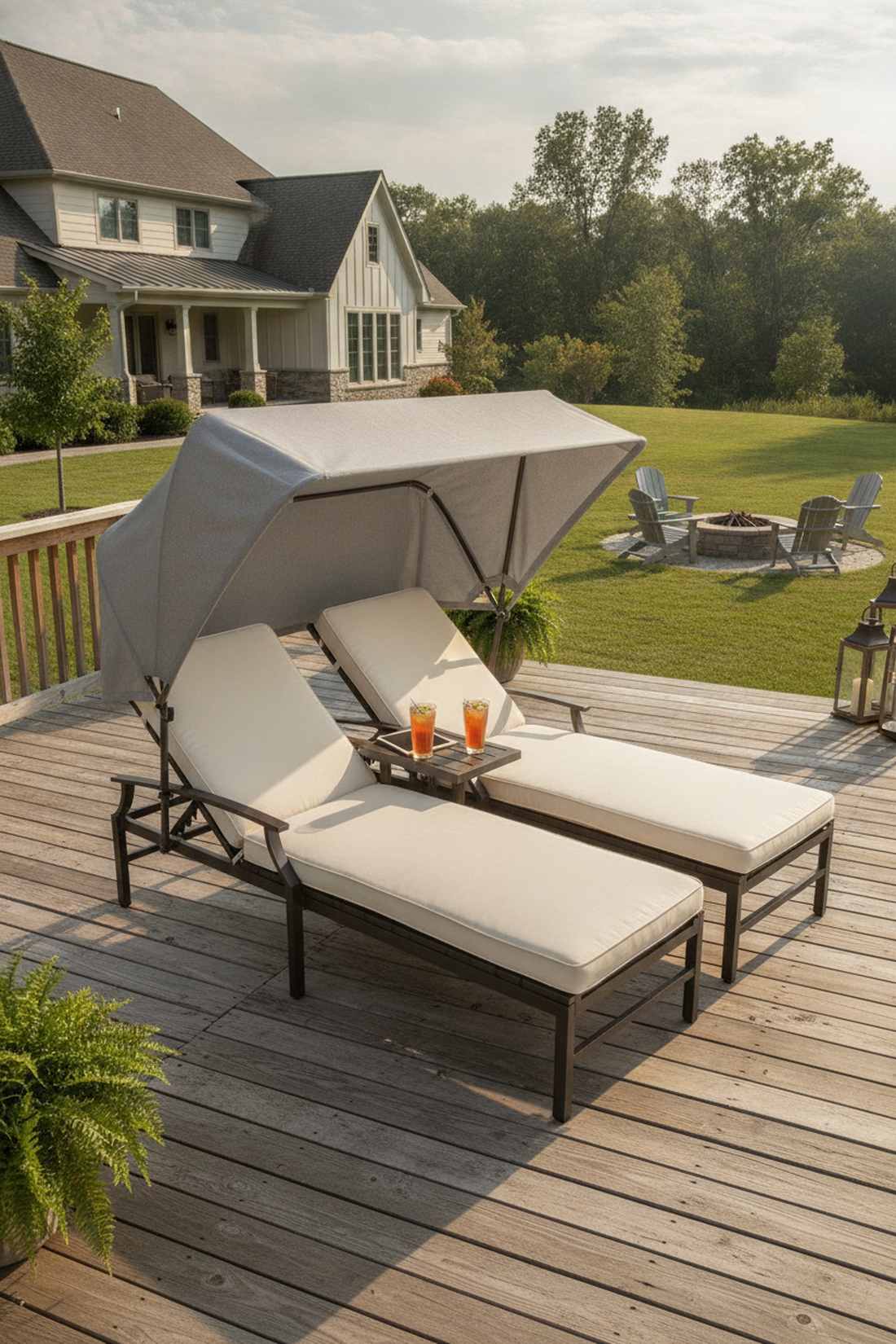 double chaise cabana lounger