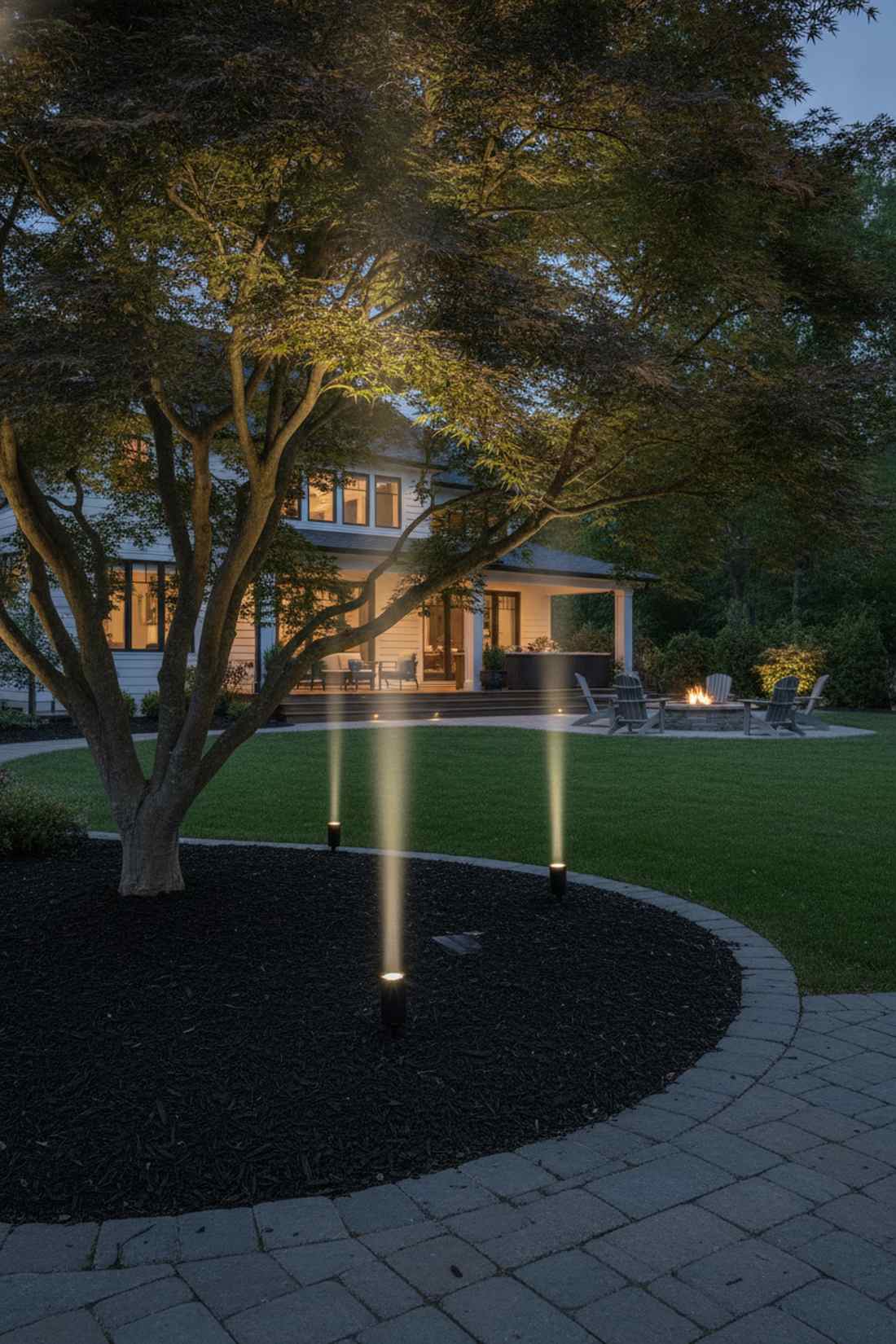 garden bed uplighting canisters