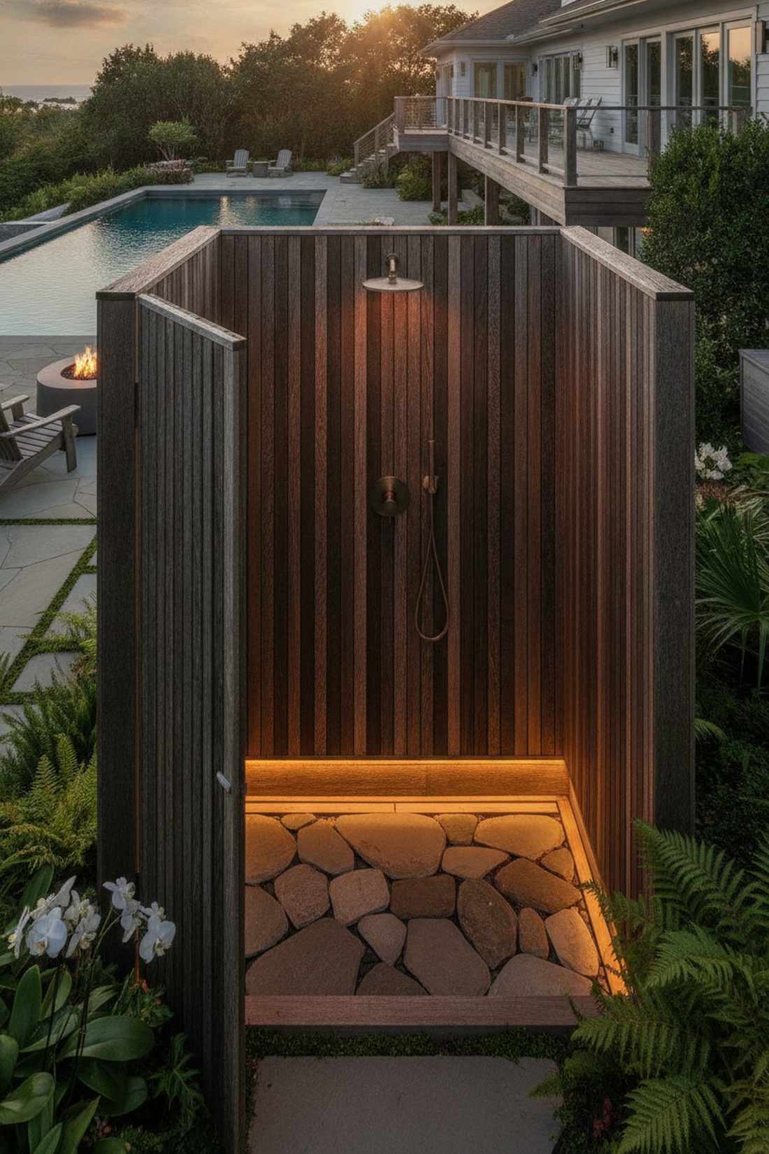 outdoor shower accent lighting