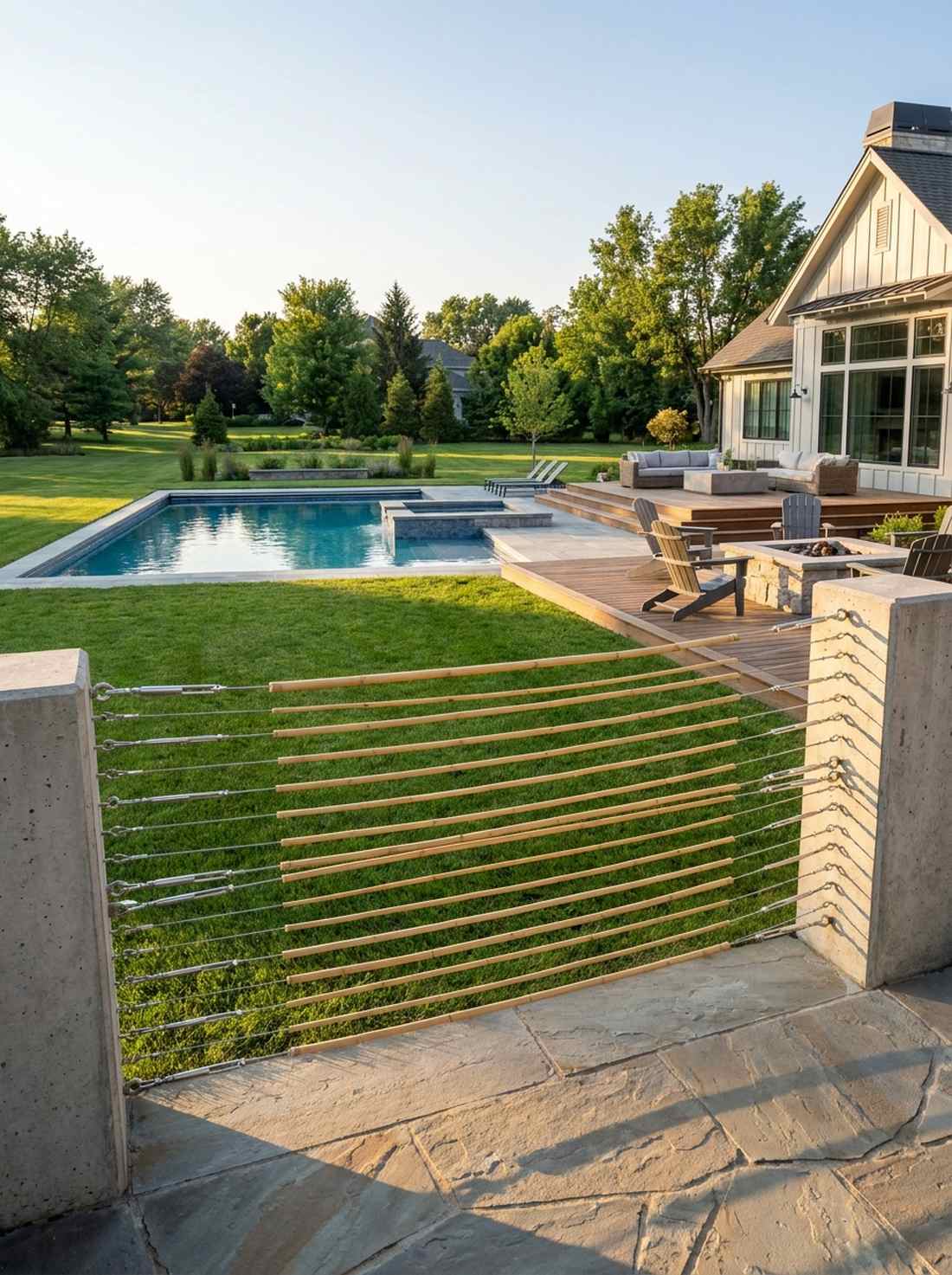 tensioned cable bamboo gate