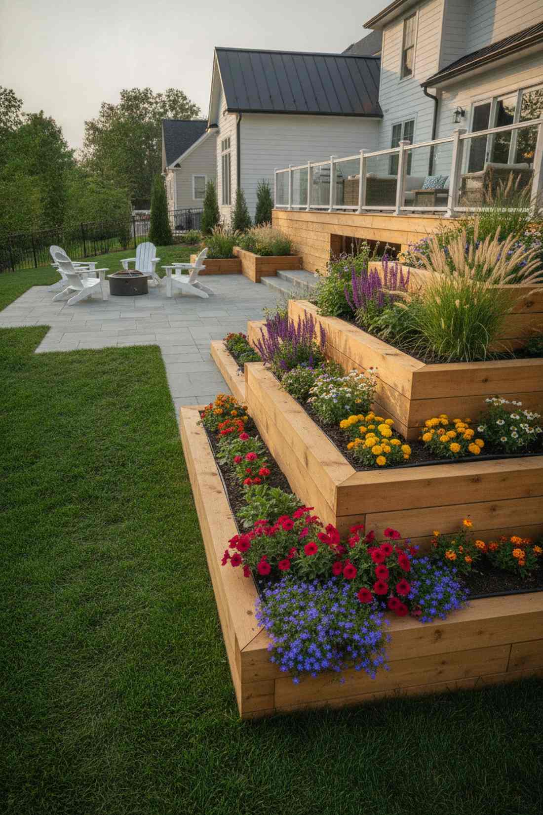 tiered raised planter wall