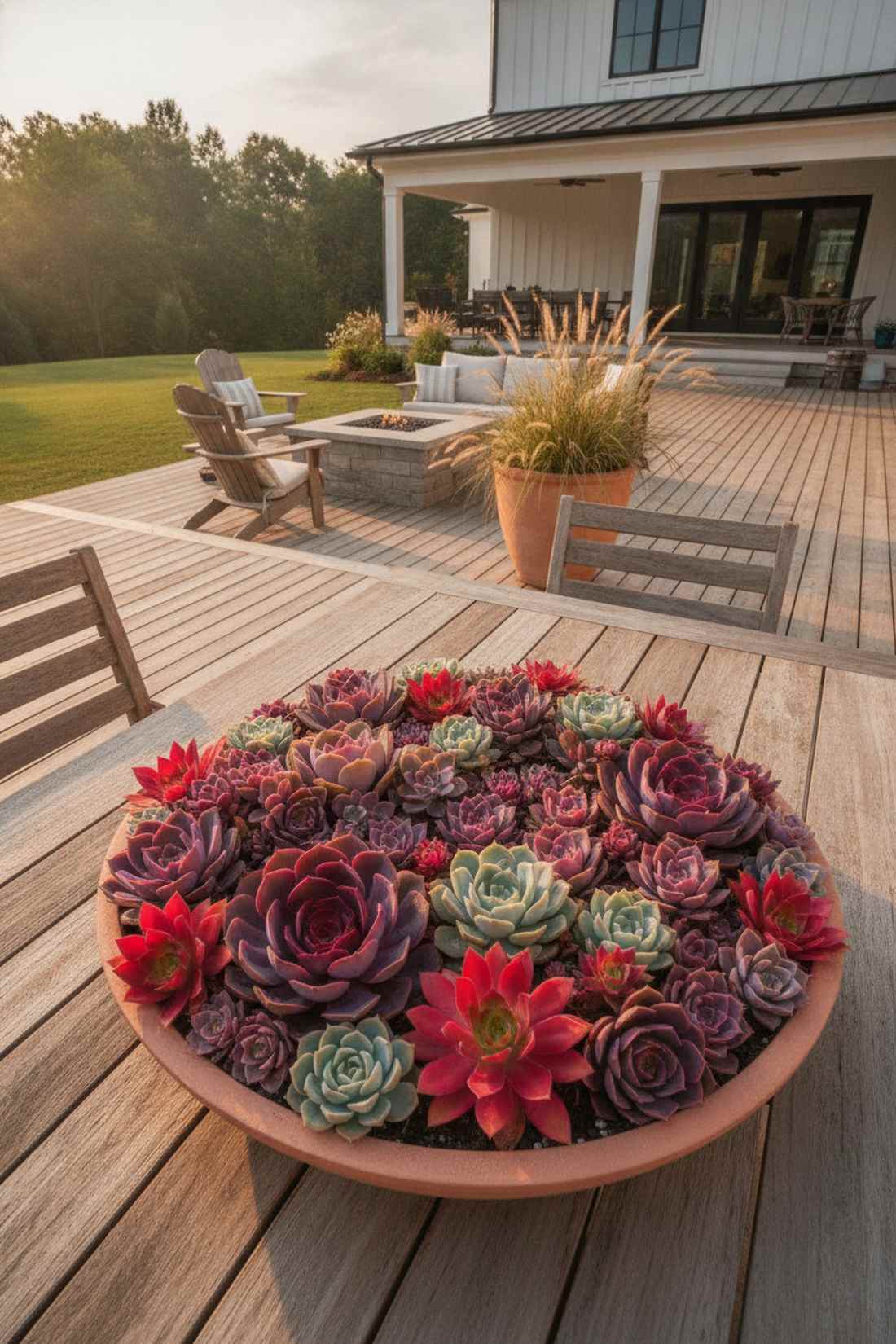 colorful mixed succulent container