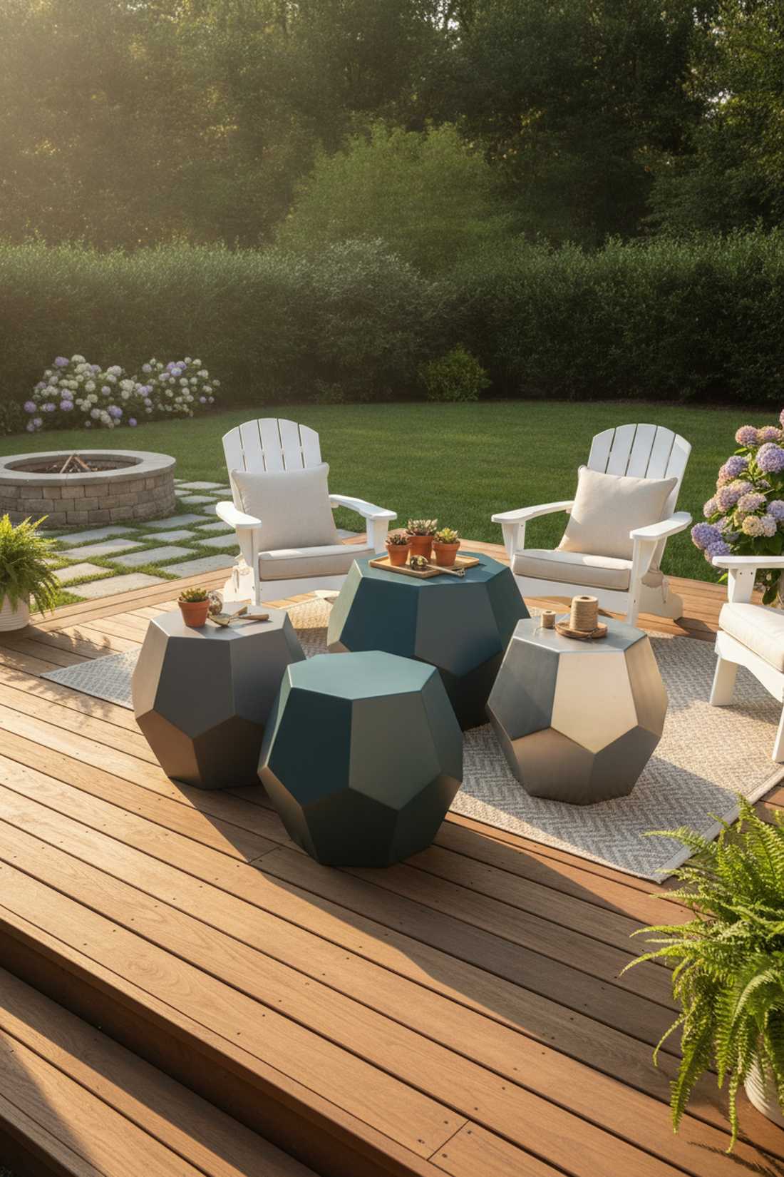 faceted geometric ottomans