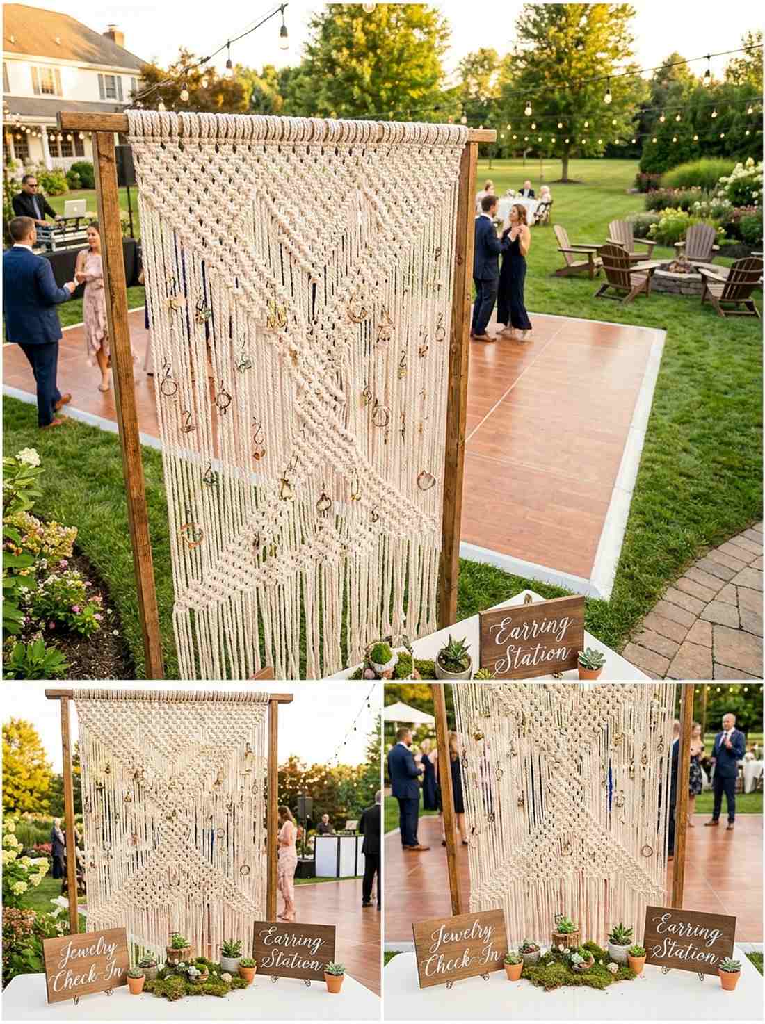 macrame hanging jewelry display