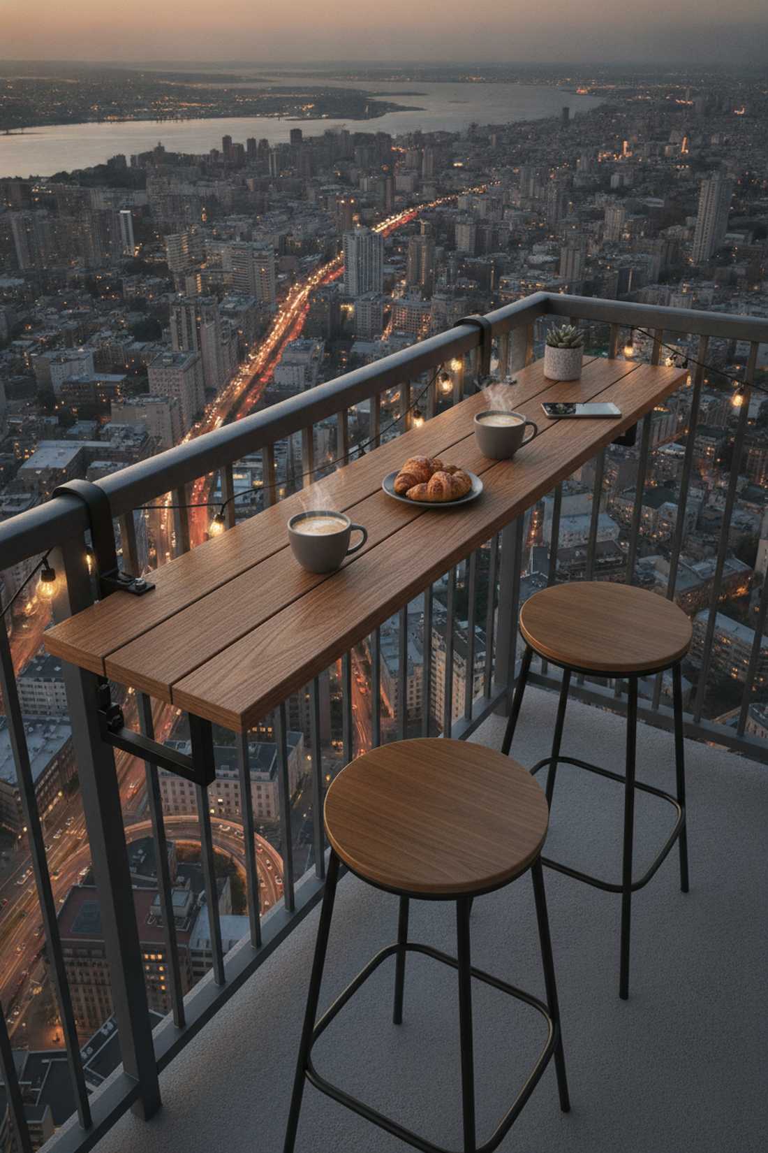 railing mounted bistro shelf
