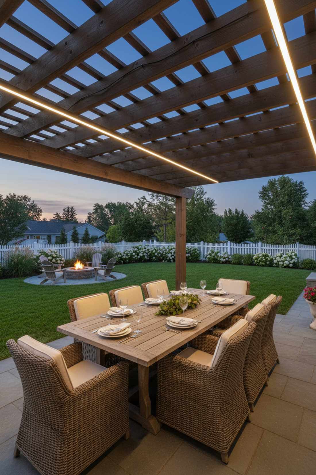 trellis pergola integrated rail lights