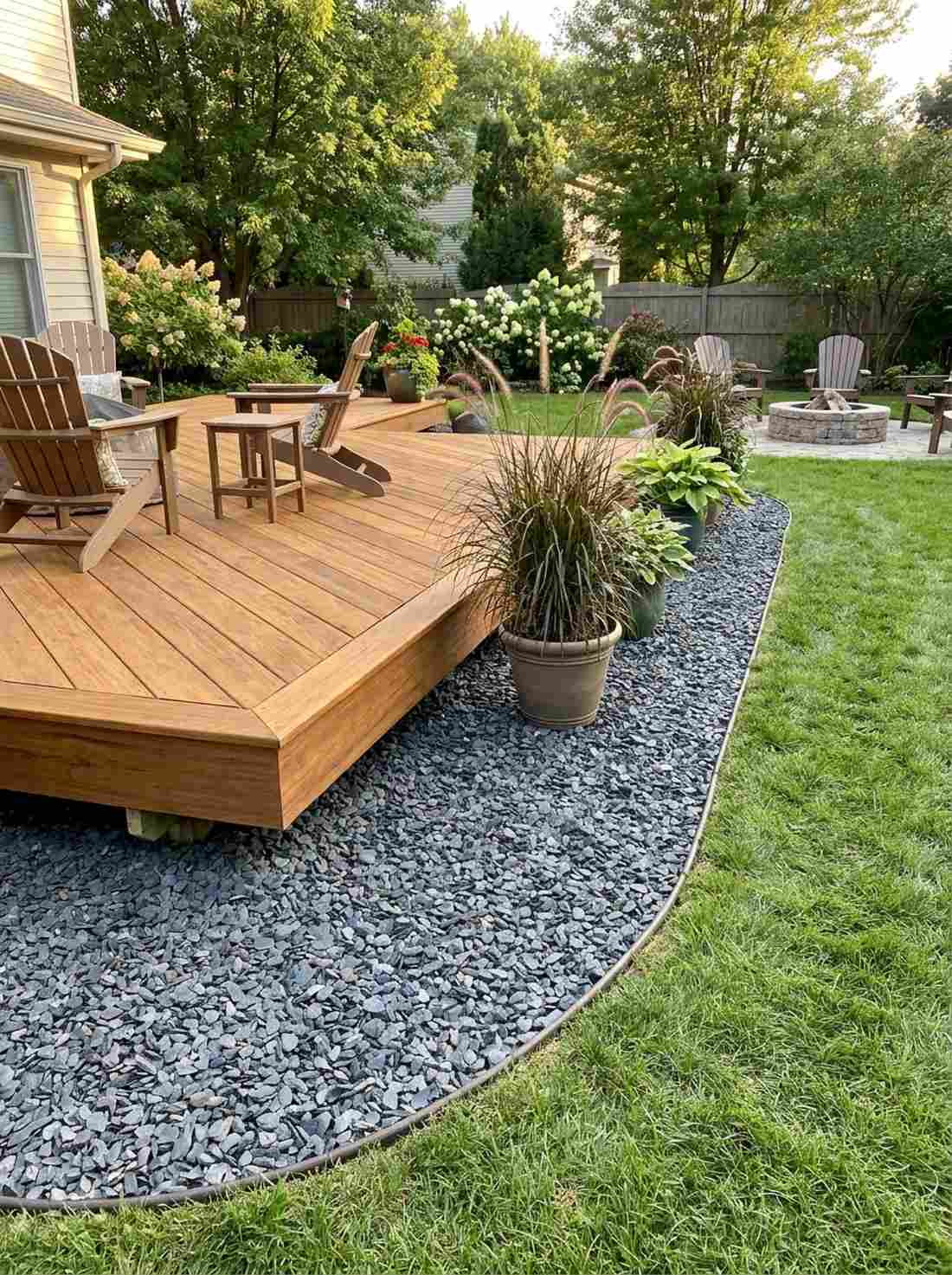 wood deck gravel transition